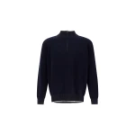 Herno Cashmere and Wool Bouclé Jumper in Navy Blue | Men's Knitwear | Coveti
