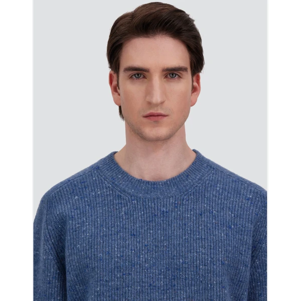 Herno Cashmere and Wool Fisherman's Rib Sweater in Light Blue | Men's Knitwear | Coveti