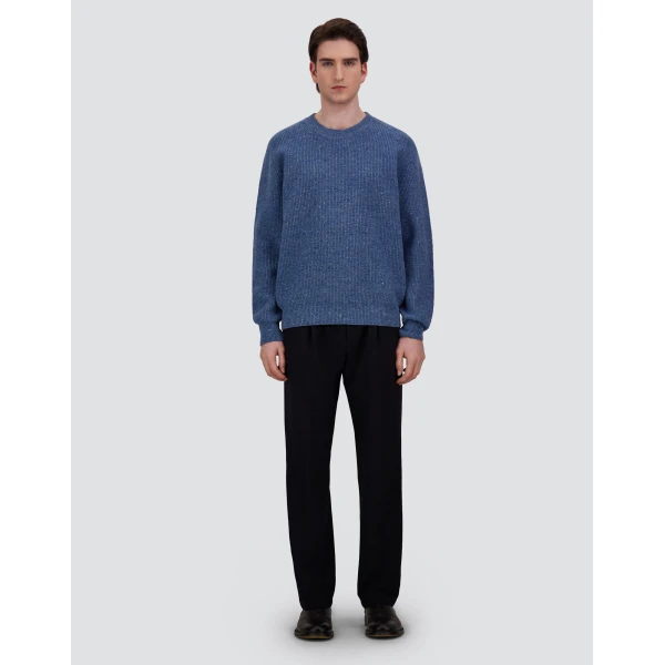 Herno Cashmere and Wool Fisherman's Rib Sweater in Light Blue | Men's Knitwear | Coveti
