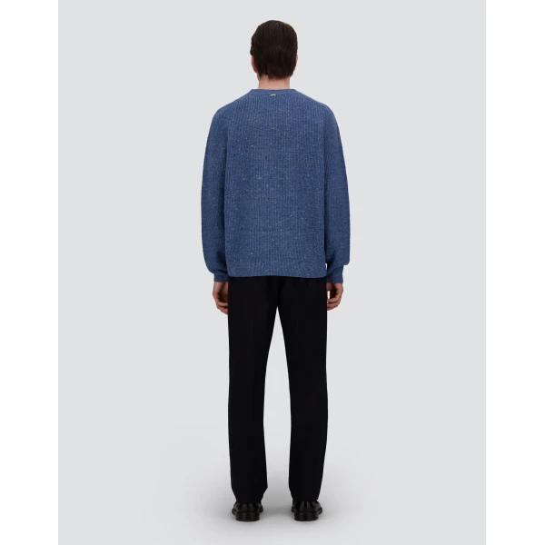 Herno Cashmere and Wool Fisherman's Rib Sweater in Light Blue | Men's Knitwear | Coveti