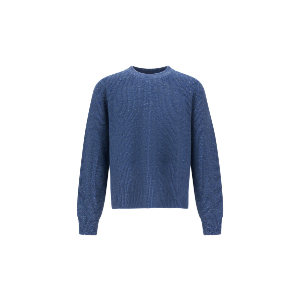 Herno Cashmere and Wool Fisherman's Rib Sweater in Light Blue | Men's Knitwear | Coveti