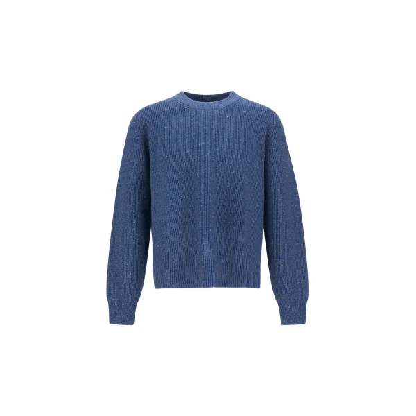 Cashmere and Wool Fisherman's Rib Sweater in Light Blue