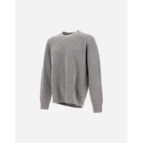 Herno Cashmere and Wool Fisherman's Rib Sweater in Pearl Grey | Men's Knitwear | Coveti