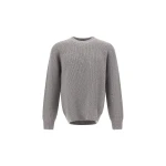 Herno Cashmere and Wool Fisherman's Rib Sweater in Pearl Grey | Men's Knitwear | Coveti