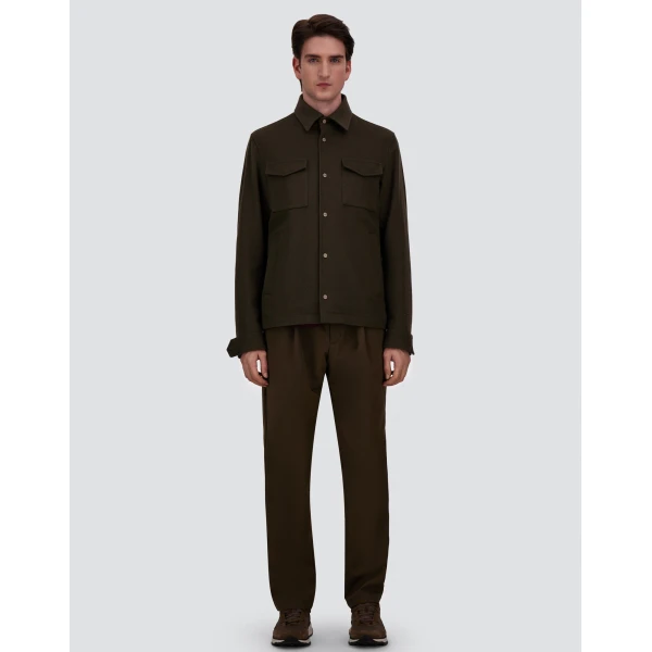 Herno Cashmere and Wool Shacket in Dark Green | Men's Jackets | Coveti
