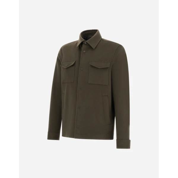 Herno Cashmere and Wool Shacket in Dark Green | Men's Jackets | Coveti