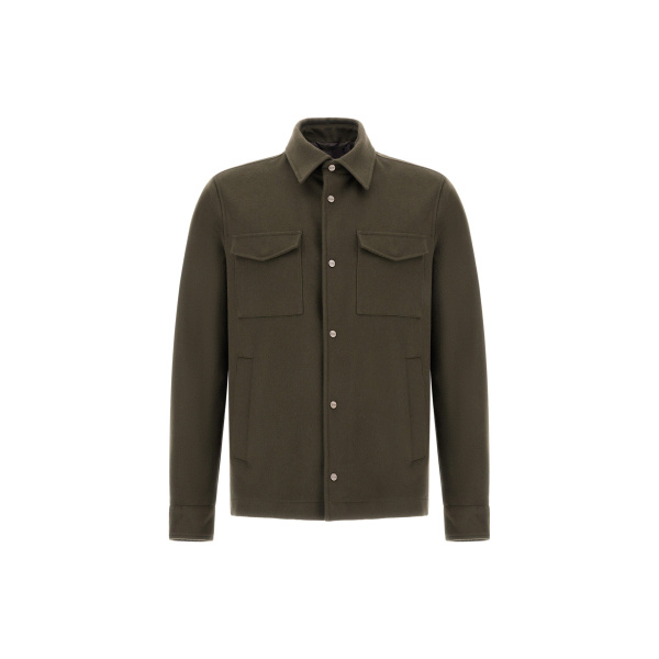 Herno Cashmere and Wool Shacket in Dark Green | Men's Jackets | Coveti