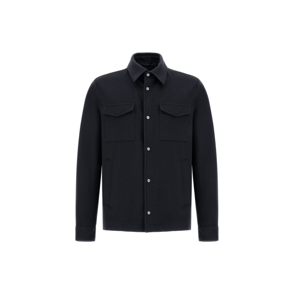Herno Cashmere and Wool Shacket in Navy Blue | Men's Jackets | Coveti