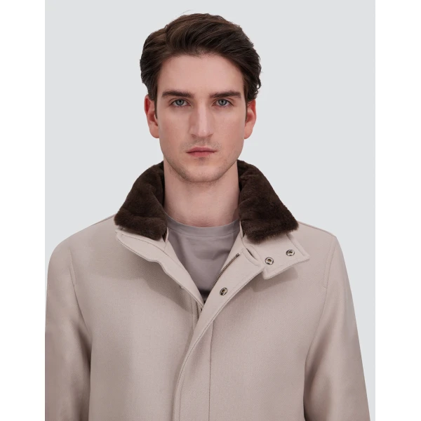 Herno Chantilly Coat in Ecowool and Light Faux Fur | Men's Coats | Coveti