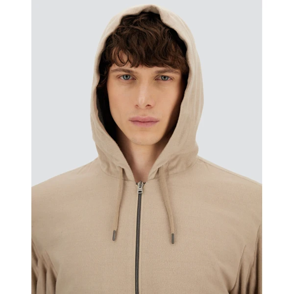 Herno Chantilly Resort Hooded Jacket in Wool-Blend Melange Flannel | Men's Jackets | Coveti