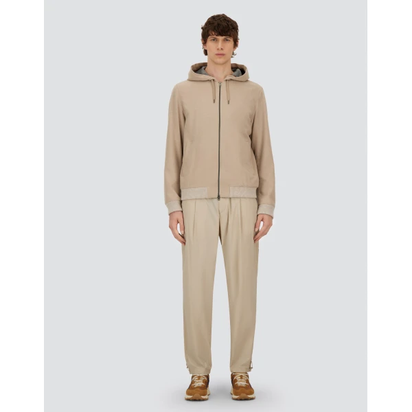 Herno Chantilly Resort Hooded Jacket in Wool-Blend Melange Flannel | Men's Jackets | Coveti