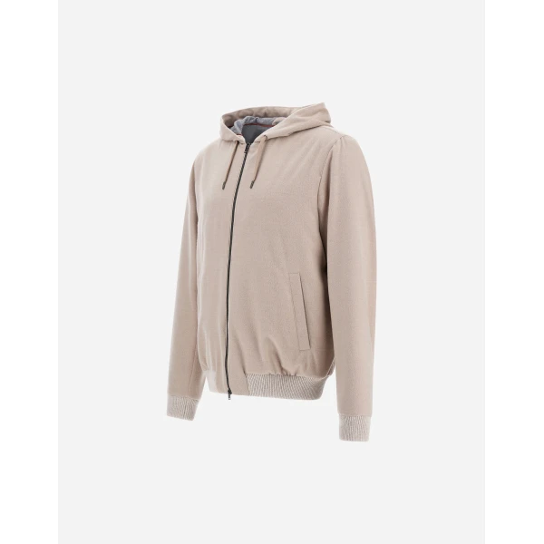 Herno Chantilly Resort Hooded Jacket in Wool-Blend Melange Flannel | Men's Jackets | Coveti