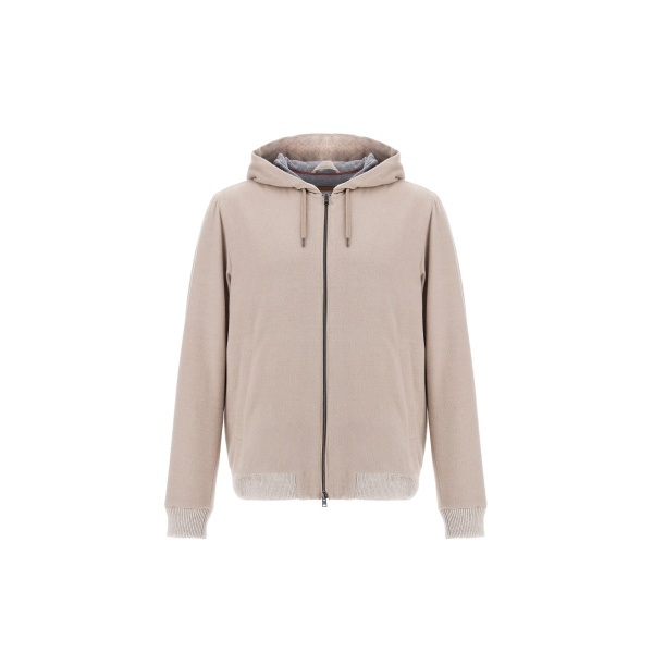 Herno Chantilly Resort Hooded Jacket in Wool-Blend Melange Flannel | Men's Jackets | Coveti