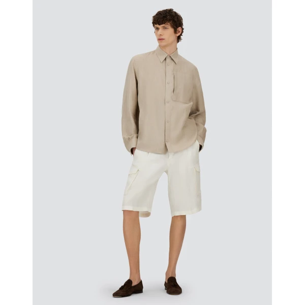 Herno Chantilly Resort Overshirt in Fade-Effect Linen | Men's Jackets | Coveti