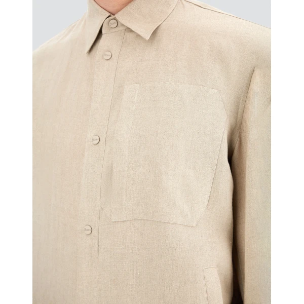 Herno Chantilly Resort Overshirt in Fade-Effect Linen | Men's Jackets | Coveti