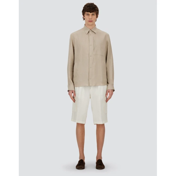 Herno Chantilly Resort Overshirt in Fade-Effect Linen | Men's Jackets | Coveti