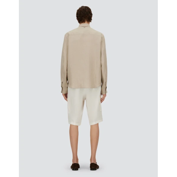 Herno Chantilly Resort Overshirt in Fade-Effect Linen | Men's Jackets | Coveti