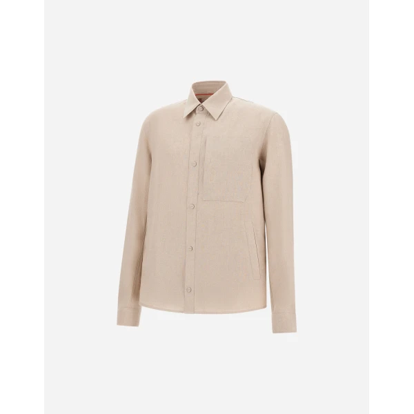 Herno Chantilly Resort Overshirt in Fade-Effect Linen | Men's Jackets | Coveti