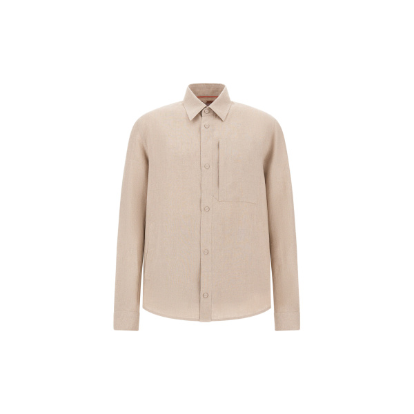 Herno Chantilly Resort Overshirt in Fade-Effect Linen | Men's Jackets | Coveti