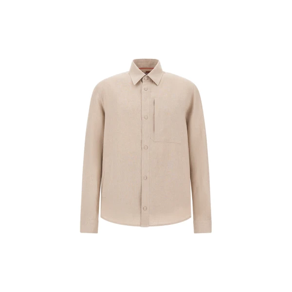 Herno Chantilly Resort Overshirt in Fade-Effect Linen | Men's Jackets | Coveti