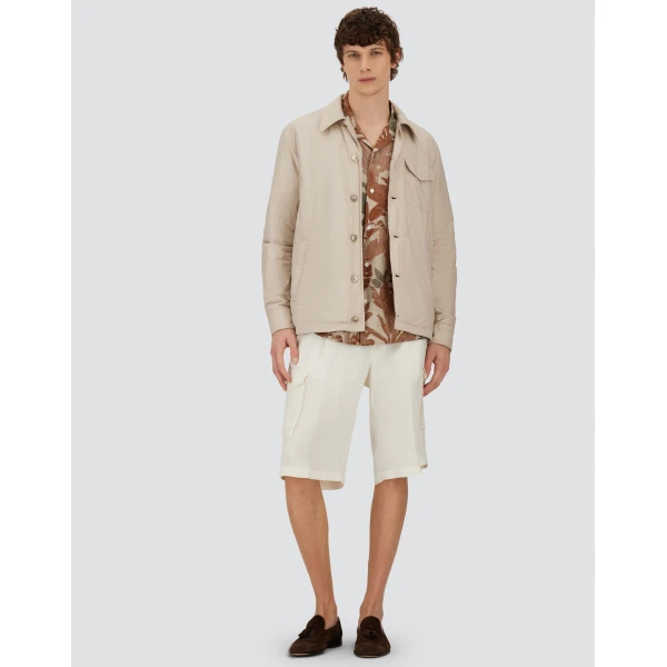 Herno Chantilly Resort Overshirt in Lightweight Matt Nylon and Suede-Effect Microfibre | Men's Jackets | Coveti
