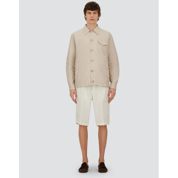 Herno Chantilly Resort Overshirt in Lightweight Matt Nylon and Suede-Effect Microfibre | Men's Jackets | Coveti