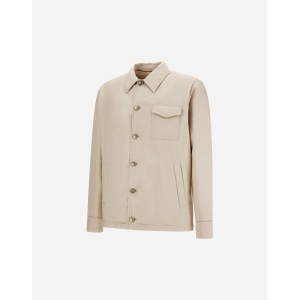 Herno Chantilly Resort Overshirt in Lightweight Matt Nylon and Suede-Effect Microfibre | Men's Jackets | Coveti