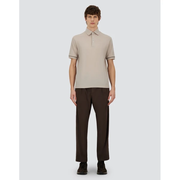 Herno Chantilly Resort Short-Sleeve Polo Shirt in Wool Jersey with a Shiny Finish | Men's T-Shirts and Polos | Coveti