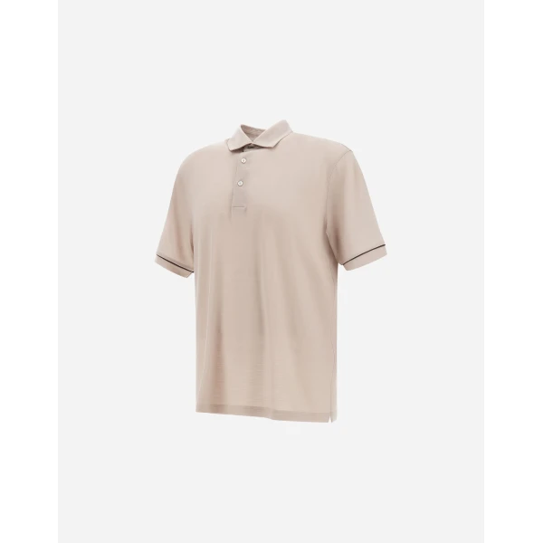 Herno Chantilly Resort Short-Sleeve Polo Shirt in Wool Jersey with a Shiny Finish | Men's T-Shirts and Polos | Coveti
