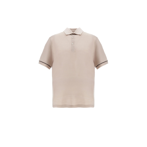 Herno Chantilly Resort Short-Sleeve Polo Shirt in Wool Jersey with a Shiny Finish | Men's T-Shirts and Polos | Coveti