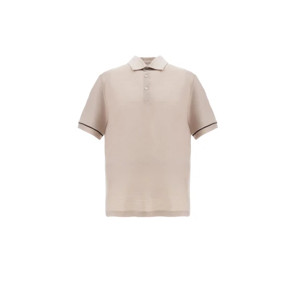 Herno Chantilly Resort Short-Sleeve Polo Shirt in Wool Jersey with a Shiny Finish | Men's T-Shirts and Polos | Coveti