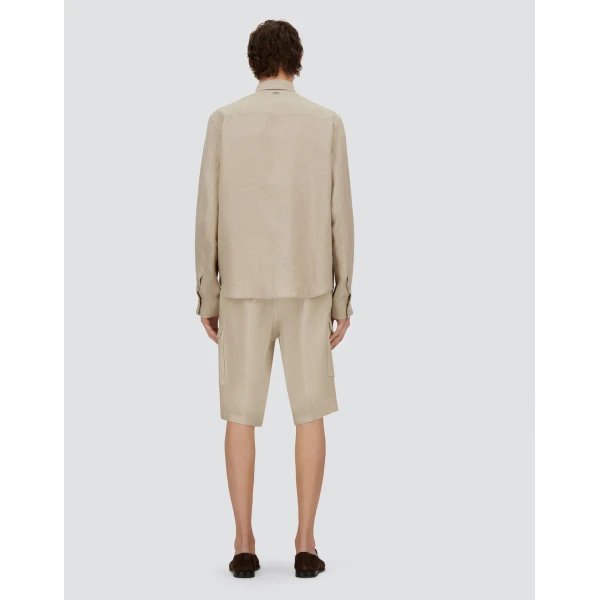 Herno Chantilly Resort Shorts in Fade-Effect Linen | Men's Trousers | Coveti