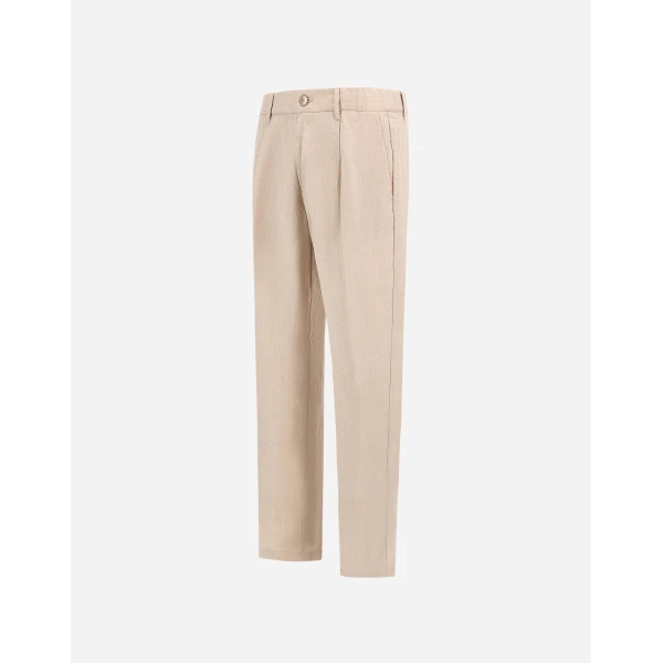 Herno Chantilly Resort Trousers in Fade-Effect Linen with Tropical Print | Men's Trousers | Coveti