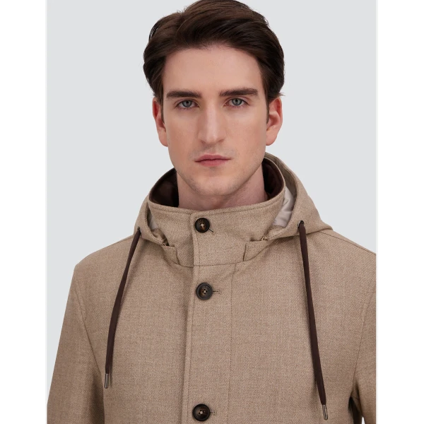 Herno Chantilly Short Parka in Wool, Silk and Suede Effect | Men's Coats | Coveti