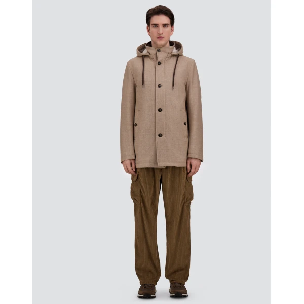 Herno Chantilly Short Parka in Wool, Silk and Suede Effect | Men's Coats | Coveti