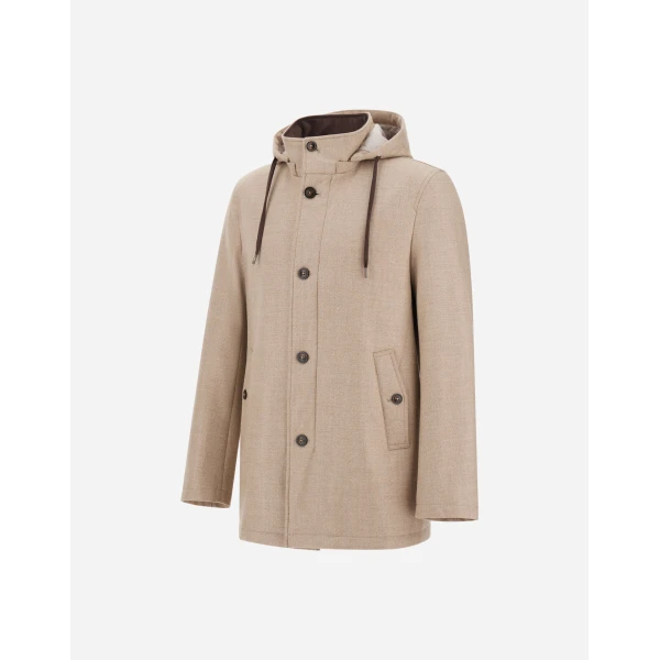 Herno Chantilly Short Parka in Wool, Silk and Suede Effect | Men's Coats | Coveti