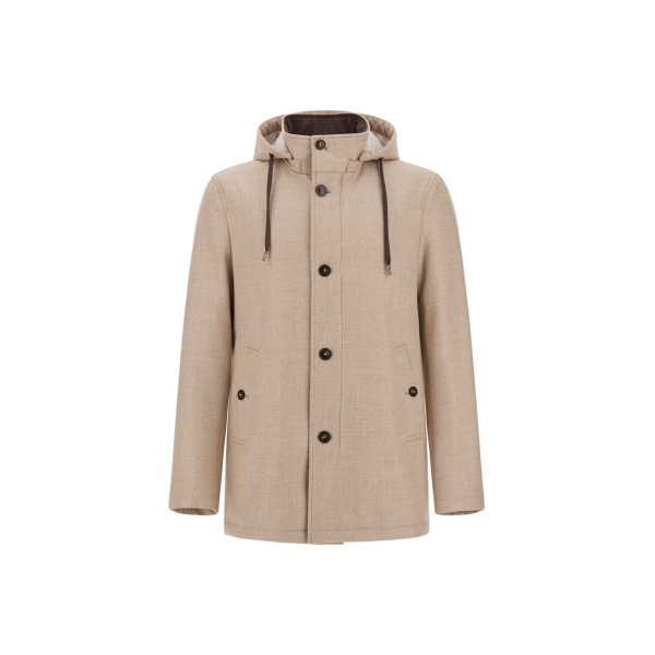 Herno Chantilly Short Parka in Wool, Silk and Suede Effect | Men's Coats | Coveti
