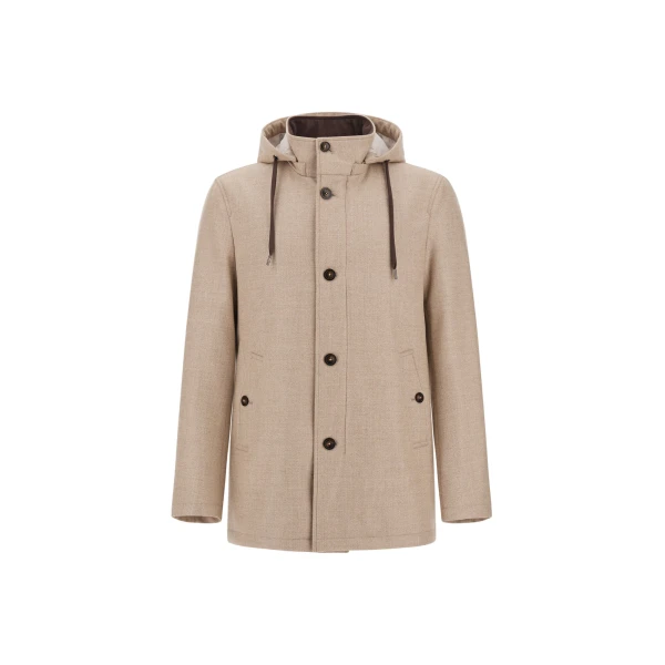 Herno Chantilly Short Parka in Wool, Silk and Suede Effect | Men's Coats | Coveti
