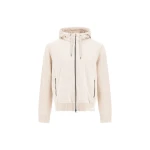Herno Chantilly and Light Blue Resort Jacket in Stocking-Stitch Pure Wool, Lightweight Nylon and Suede-Effect Microfibre | Men's Jackets | Coveti