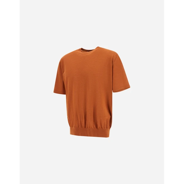 Herno Copper Resort T-Shirt in Wool and Silk Knit | Men's T-Shirts and Polos | Coveti