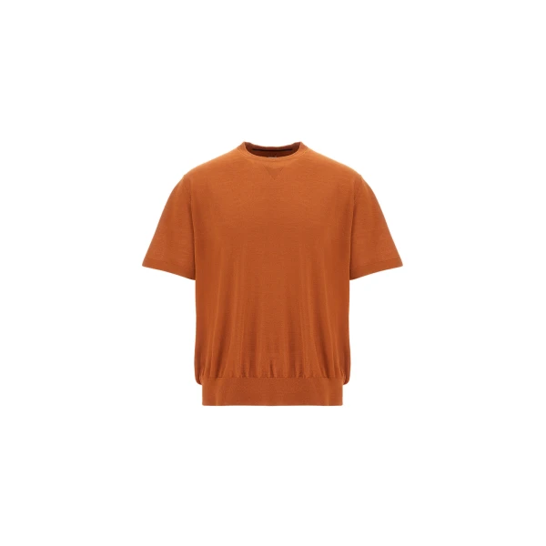 Herno Copper Resort T-Shirt in Wool and Silk Knit | Men's T-Shirts and Polos | Coveti