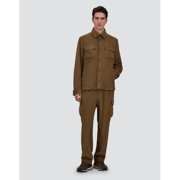 Herno Corduroy Cargo Trousers in Light Military | Men's Trousers | Coveti