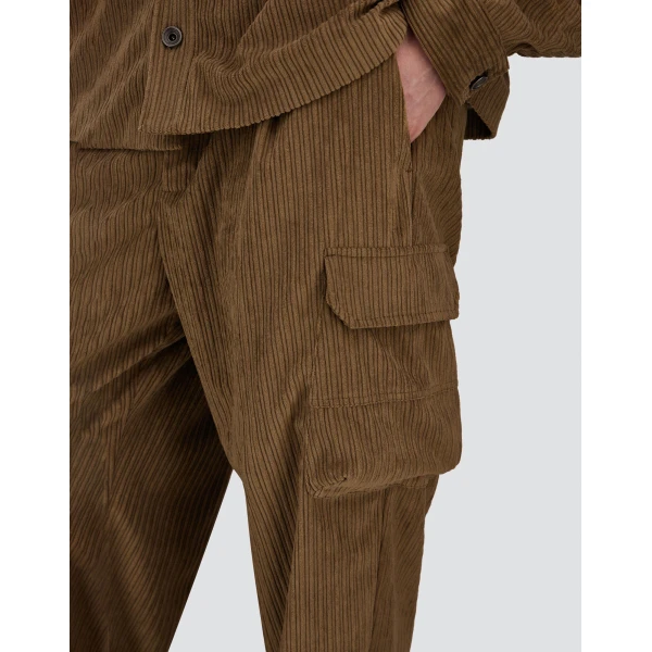 Herno Corduroy Cargo Trousers in Light Military | Men's Trousers | Coveti