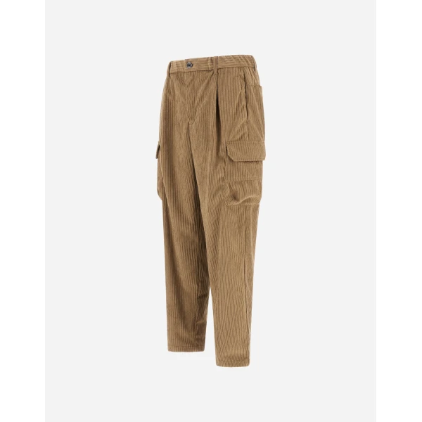 Herno Corduroy Cargo Trousers in Light Military | Men's Trousers | Coveti