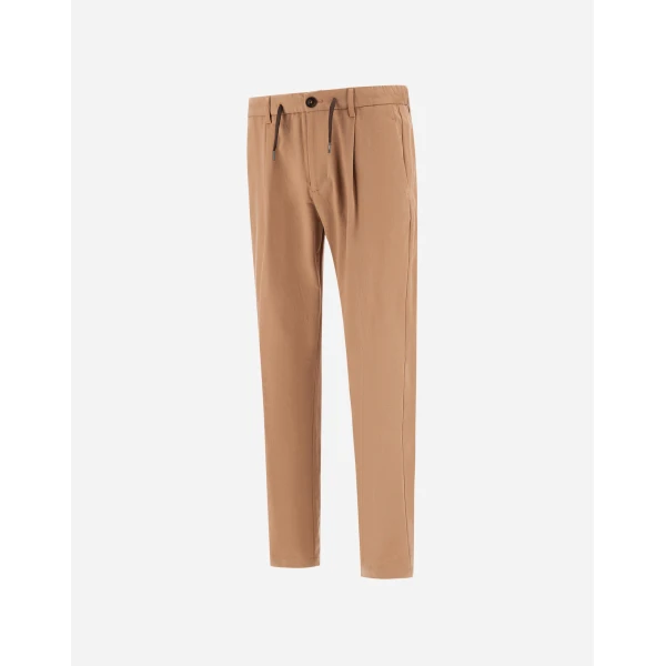 Herno Cotton and Cashmere Canvas Trousers in Camel | Men's Trousers | Coveti