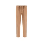 Herno Cotton and Cashmere Canvas Trousers in Camel | Men's Trousers | Coveti