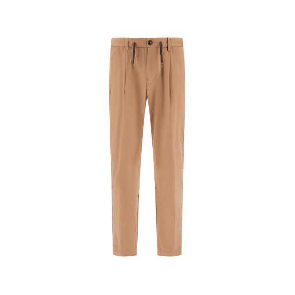 Herno Cotton and Cashmere Canvas Trousers in Camel | Men's Trousers | Coveti