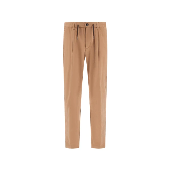 Herno Cotton and Cashmere Canvas Trousers in Camel | Men's Trousers | Coveti