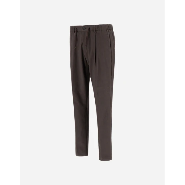 Herno Cotton and Cashmere Canvas Trousers in Dark Taupe | Men's Trousers | Coveti