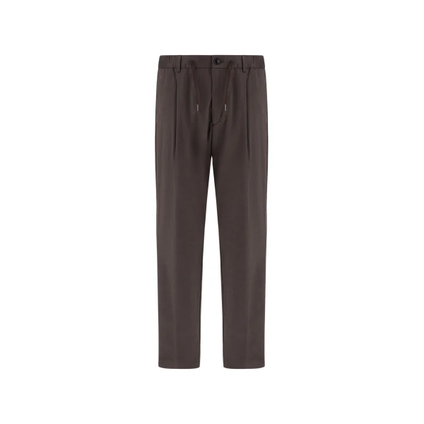 Herno Cotton and Cashmere Canvas Trousers in Dark Taupe | Men's Trousers | Coveti